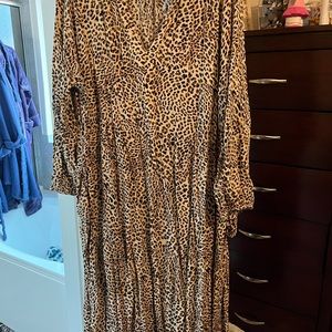 Terra and Sky Leopard long sleeve dress 3x